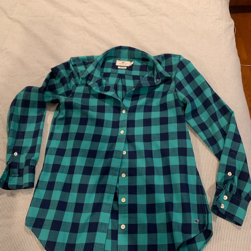 Womens Checkered Shirt - Blue and Green